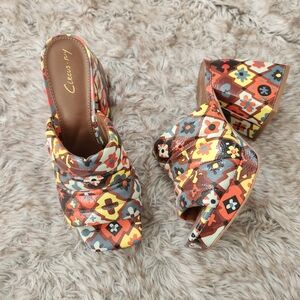 Circus NY By Sam Edelman Marlie Block Heel Platform Mules Multicolor Women's 6.5